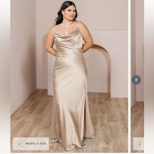REVELRY Skye Satin Dress in Champagne
